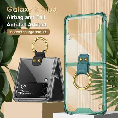 NEWEST Transparents Airbag Ring Holder Anti-knock Protection Cover For Samsung Galaxy Z Flip4 Flip3 5G Samsung Cases