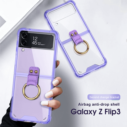 NEWEST Transparents Airbag Ring Holder Anti-knock Protection Cover For Samsung Galaxy Z Flip4 Flip3 5G Samsung Cases