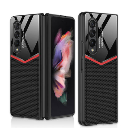 Ultra-thin plain leather luxury business Tempered Glass - Samsung Galaxy Z Fold 3 5G Phone Case Samsung Galaxy Z Fold 3 Case