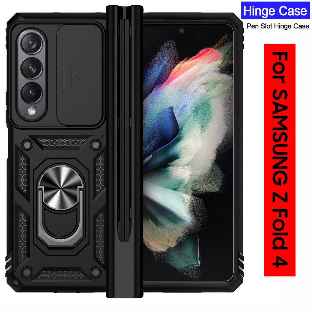 Hinge Case For Samsung Galaxy Z Fold3 Fold 4 5G Case Hinge Pen Slot Lens Protection Stand Back Cover For Samsung Z Fold3 Fold4 Capa Samsung Cases