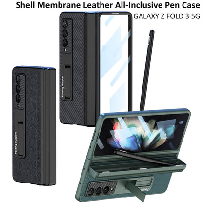 NEWEST Magnetic Folding Full Wrap Protective Pen Case With Back Screen Glass Hinge Holder Leather Phone Cover For Samsung Galaxy Z Fold 3 5G Samsung Cases