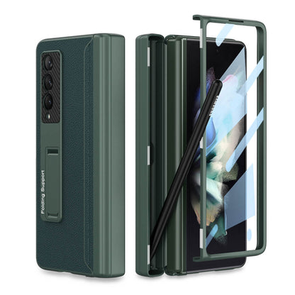 NEWEST Magnetic Folding Full Wrap Protective Pen Case With Back Screen Glass Hinge Holder Leather Phone Cover For Samsung Galaxy Z Fold 3 5G Samsung Cases