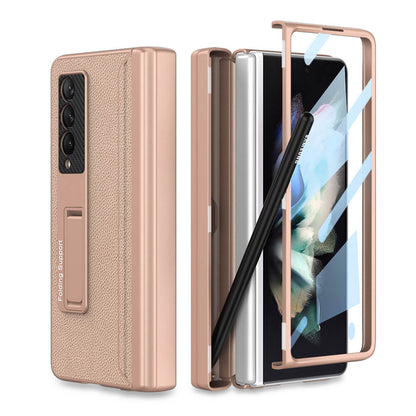 NEWEST Magnetic Folding Full Wrap Protective Pen Case With Back Screen Glass Hinge Holder Leather Phone Cover For Samsung Galaxy Z Fold 3 5G Samsung Cases