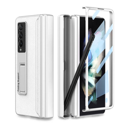 NEWEST Magnetic Folding Full Wrap Protective Pen Case With Back Screen Glass Hinge Holder Leather Phone Cover For Samsung Galaxy Z Fold 3 5G Samsung Cases