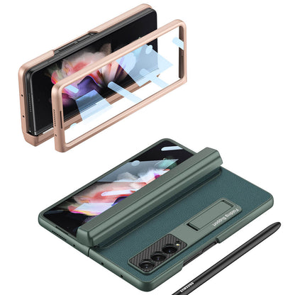 NEWEST Magnetic Folding Full Wrap Protective Pen Case With Back Screen Glass Hinge Holder Leather Phone Cover For Samsung Galaxy Z Fold 3 5G Samsung Cases