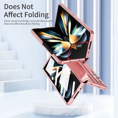 Hinge Plated Aluminum Alloy Phone Case For Samsung Galaxy Z Fold3 Fold4 5G With Screen Protector Samsung Cases