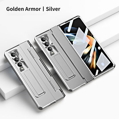 Hinge Plated Aluminum Alloy Phone Case For Samsung Galaxy Z Fold3 Fold4 5G With Screen Protector Samsung Cases