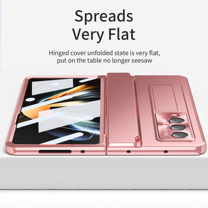 Hinge Plated Aluminum Alloy Phone Case For Samsung Galaxy Z Fold3 Fold4 5G With Screen Protector Samsung Cases