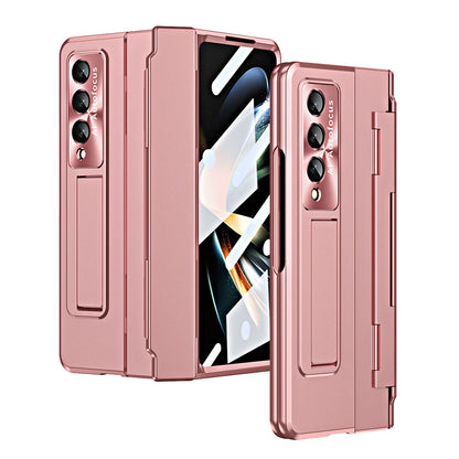 Hinge Plated Aluminum Alloy Phone Case For Samsung Galaxy Z Fold3 Fold4 5G With Screen Protector Samsung Cases