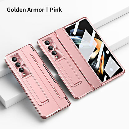 Hinge Plated Aluminum Alloy Phone Case For Samsung Galaxy Z Fold3 Fold4 5G With Screen Protector Samsung Cases