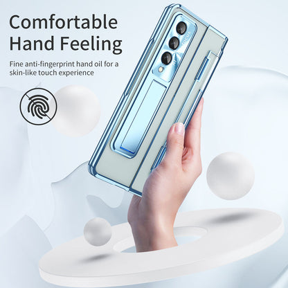 Armor Phantom Aluminum Alloy Transparent Frosted Stand Hinge Phone Case For Samsung Galaxy Z Fold3 Fold4 5G With Screen Protector Samsung Cases