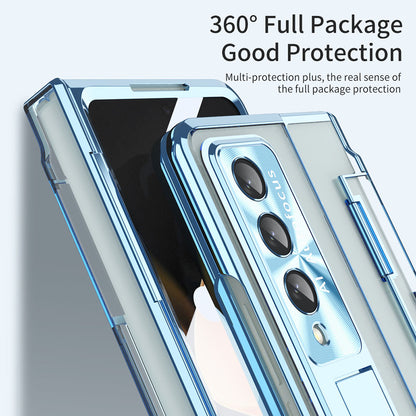 Armor Phantom Aluminum Alloy Transparent Frosted Stand Hinge Phone Case For Samsung Galaxy Z Fold3 Fold4 5G With Screen Protector Samsung Cases