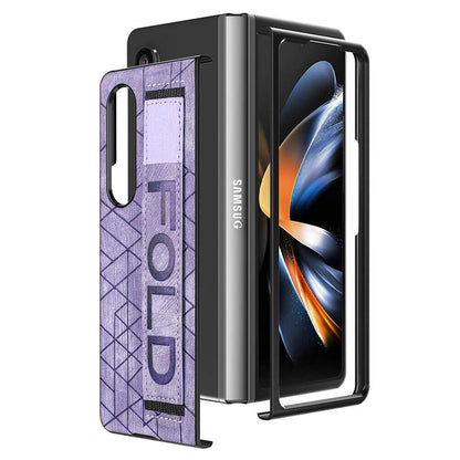 Newest Elastic Stretch Wrist Strap Pencil Pouch Leather Phone Case For Galaxy Z Fold4 Fold3 Samsung Cases