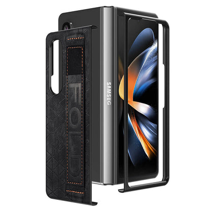 Newest Elastic Stretch Wrist Strap Pencil Pouch Leather Phone Case For Galaxy Z Fold4 Fold3 Samsung Cases