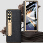 Handmade Leather Crocodile Pattern Phone Case With Back Screen Protector For Samsung Galaxy Z Fold3 Fold4 Fold5 5G