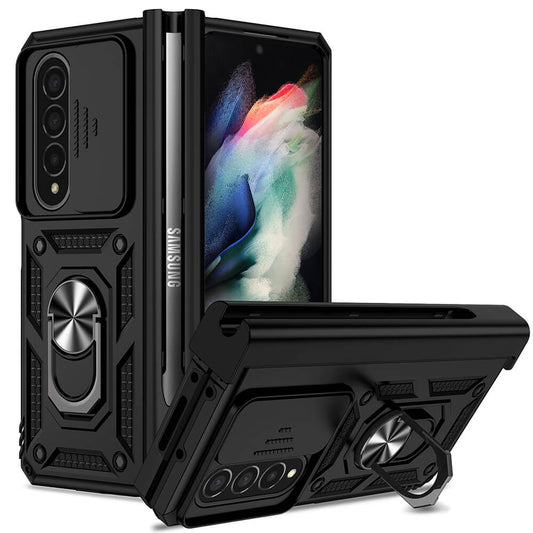 Hinge Protection Ring Kickstand Military Grade Rugged Cover for Galaxy Z Fold4 with S Pen Holder