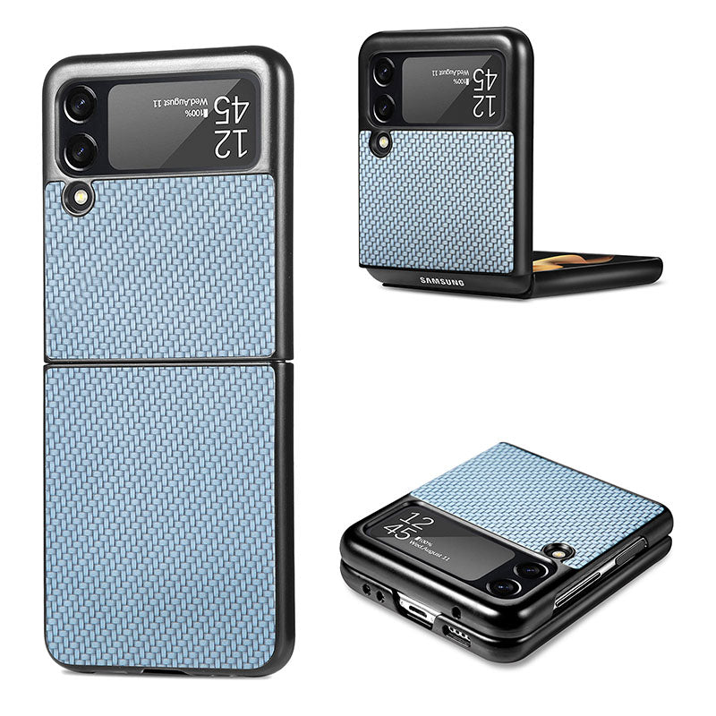 Carbon Fiber Pattern 360 Degree Protection Phone Case For Samsung Galaxy Flip 3 Samsung Galaxy Z Flip 3 Case