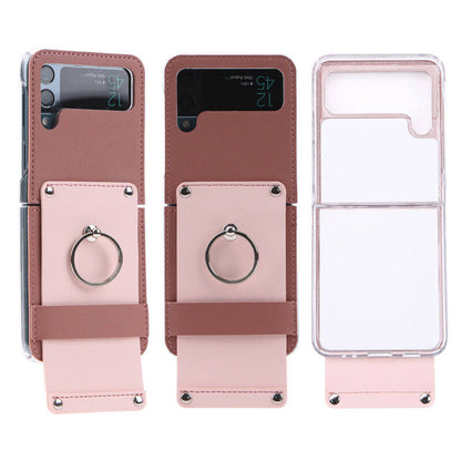 Multicolor Leather Stand Ring Leather Phone Case For Samsung Galaxy Flip3 Samsung Galaxy Z Flip 3 Case