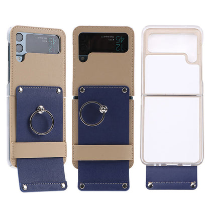 Multicolor Leather Stand Ring Leather Phone Case For Samsung Galaxy Flip3 Samsung Galaxy Z Flip 3 Case