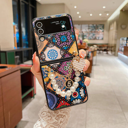 Boho Pearl Bracelet Galaxy Z Flip3 Flip4 Phone Case Samsung Cases