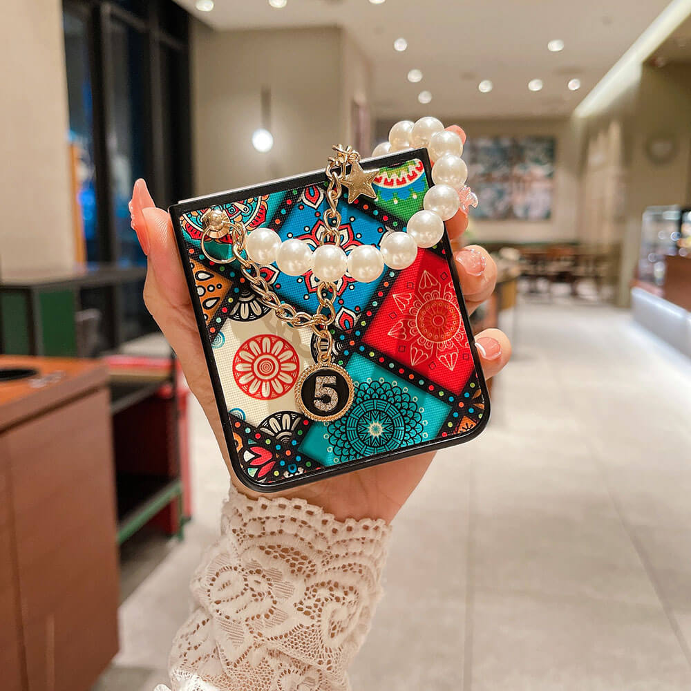 Boho Pearl Bracelet Galaxy Z Flip3 Flip4 Phone Case Samsung Cases