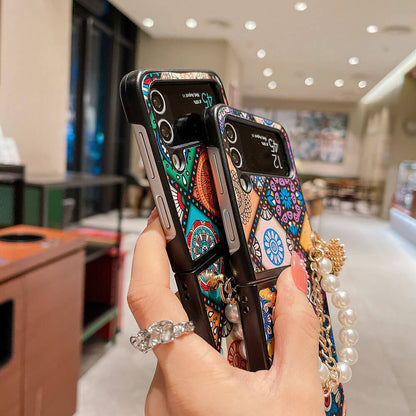 Boho Pearl Bracelet Galaxy Z Flip3 Flip4 Phone Case Samsung Cases