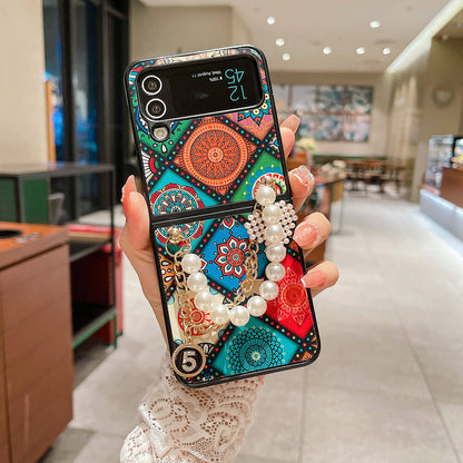 Boho Pearl Bracelet Galaxy Z Flip3 Flip4 Phone Case Samsung Cases