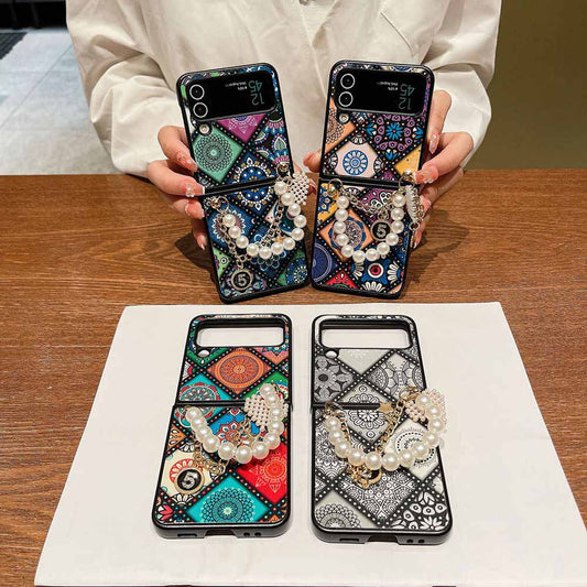Boho Pearl Bracelet Galaxy Z Flip3 Flip4 Phone Case Samsung Cases