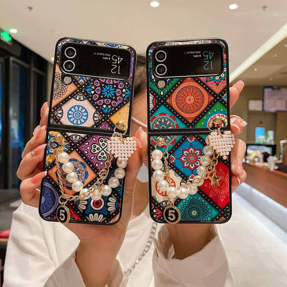 Boho Pearl Bracelet Galaxy Z Flip3 Flip4 Phone Case Samsung Cases