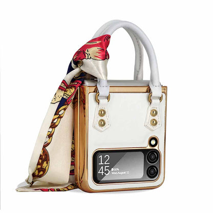 Newest Color Handbag Fashion Silk Scarf Galaxy Z Flip3 Flip4 Phone Case Samsung Cases