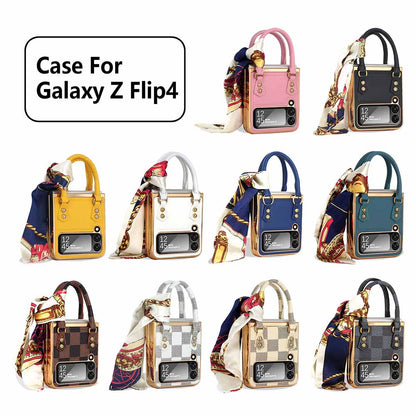 Newest Color Handbag Fashion Silk Scarf Galaxy Z Flip3 Flip4 Phone Case Samsung Cases