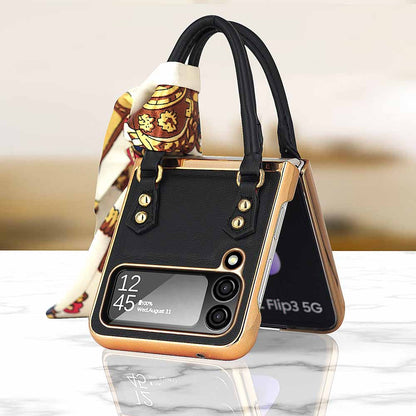 Newest Color Handbag Fashion Silk Scarf Galaxy Z Flip3 Flip4 Phone Case Samsung Cases