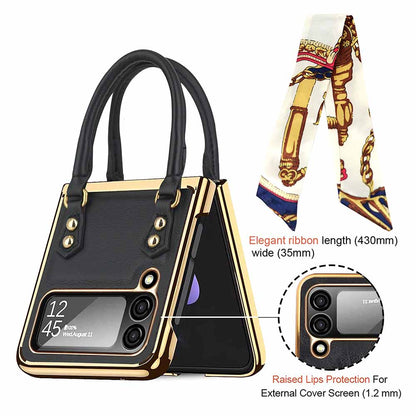 Newest Color Handbag Fashion Silk Scarf Galaxy Z Flip3 Flip4 Phone Case Samsung Cases