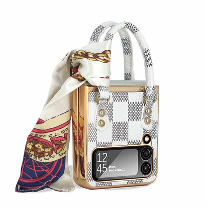 Newest Color Handbag Fashion Silk Scarf Galaxy Z Flip3 Flip4 Phone Case Samsung Cases