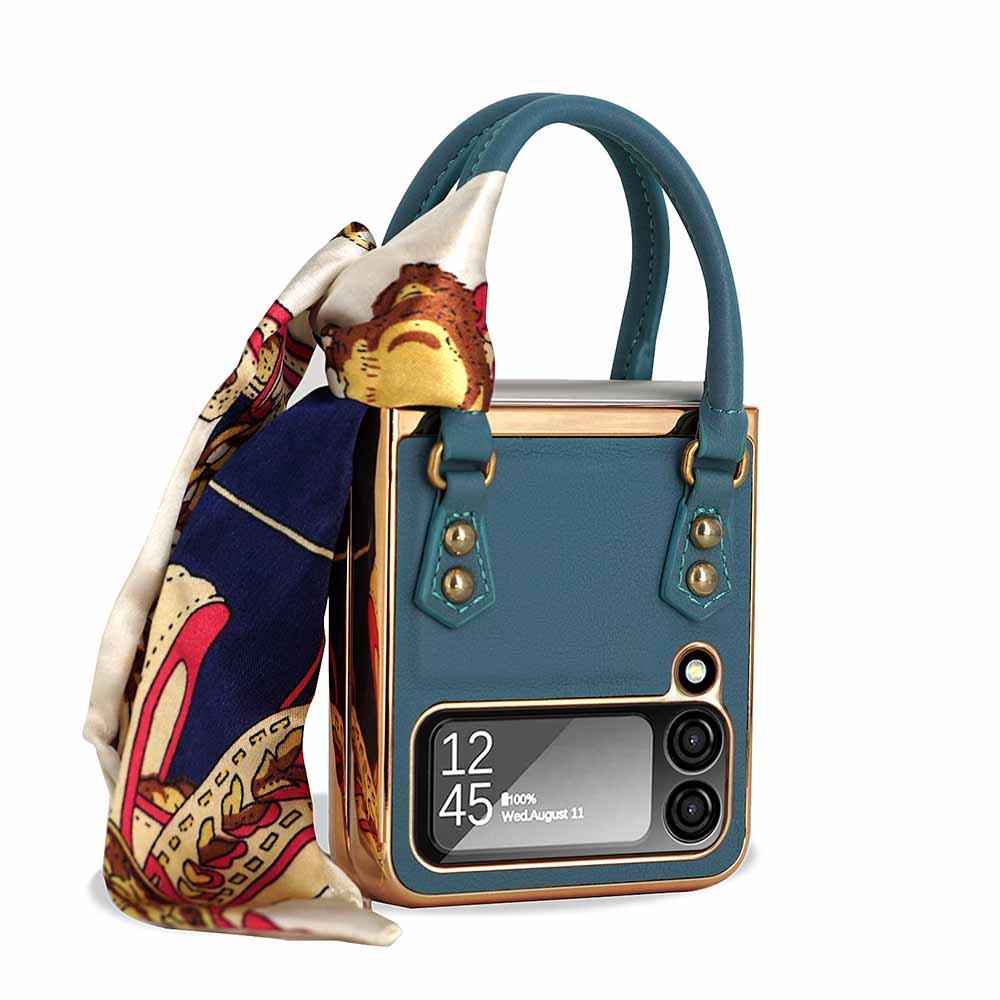 Newest Color Handbag Fashion Silk Scarf Galaxy Z Flip3 Flip4 Phone Case Samsung Cases