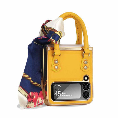 Newest Color Handbag Fashion Silk Scarf Galaxy Z Flip3 Flip4 Phone Case Samsung Cases