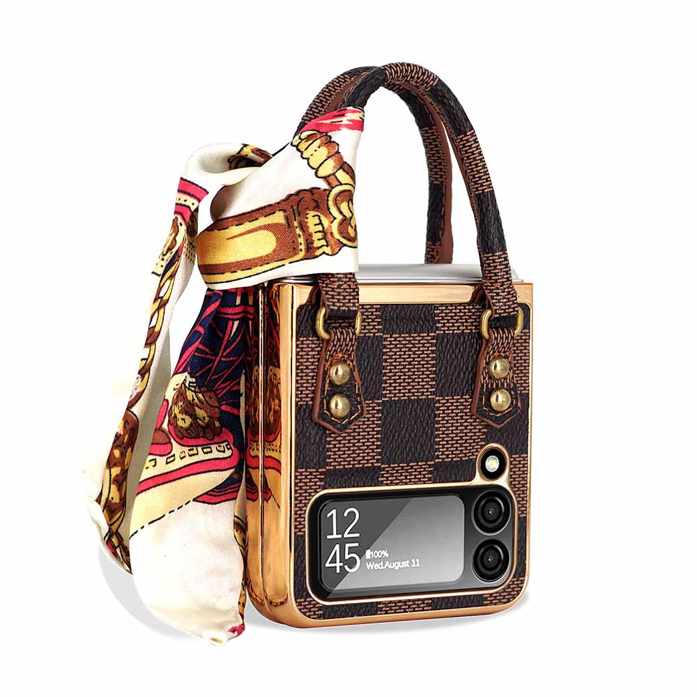 Newest Color Handbag Fashion Silk Scarf Galaxy Z Flip3 Flip4 Phone Case Samsung Cases