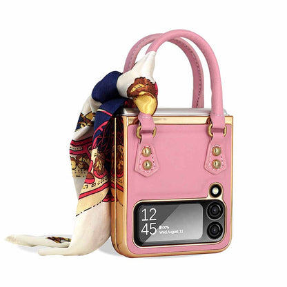 Newest Color Handbag Fashion Silk Scarf Galaxy Z Flip3 Flip4 Phone Case Samsung Cases