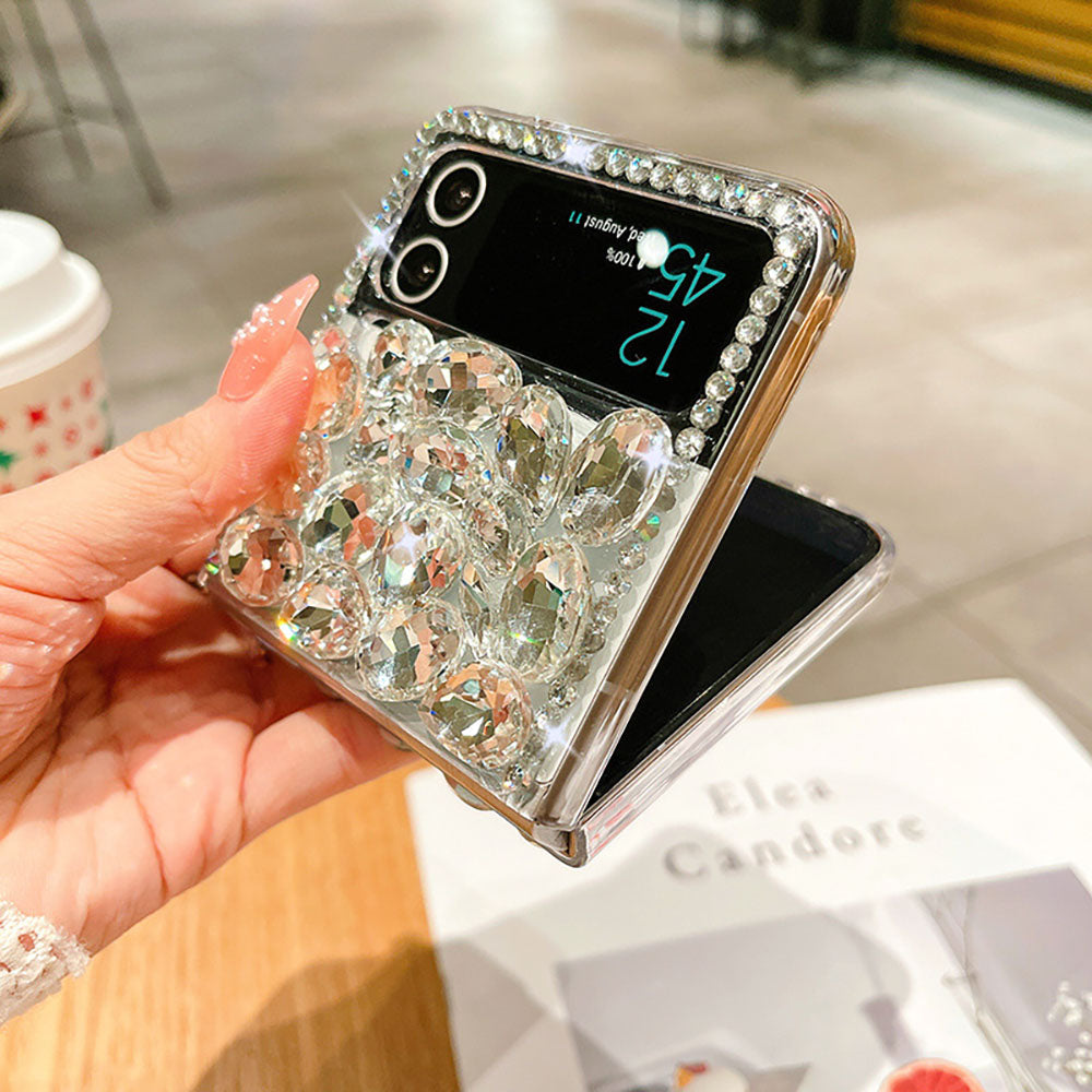 Luxurious Clear Rhinestone Phone Case For Samsung Galaxy Z Flip3 Flip4 Flip5 5G