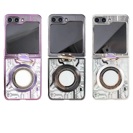 Cyberpunk Magnetic Wireless Charging Phantom Ring Phone Case For Samsung Galaxy Z Flip5 Flip4 Flip3