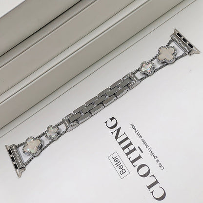 Newest Rhinestones-set Lucky Clover Stainless Steel Metal Link Band For Apple Watch